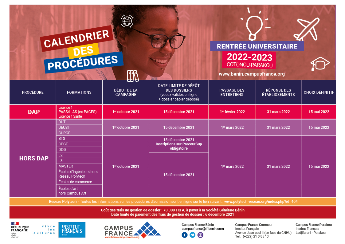 Calendrier Campus France 2022 2023 Cameroun - Image to u